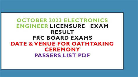 ece prc result 2023|October 2023 Electronics Engineers Licensure Examination .